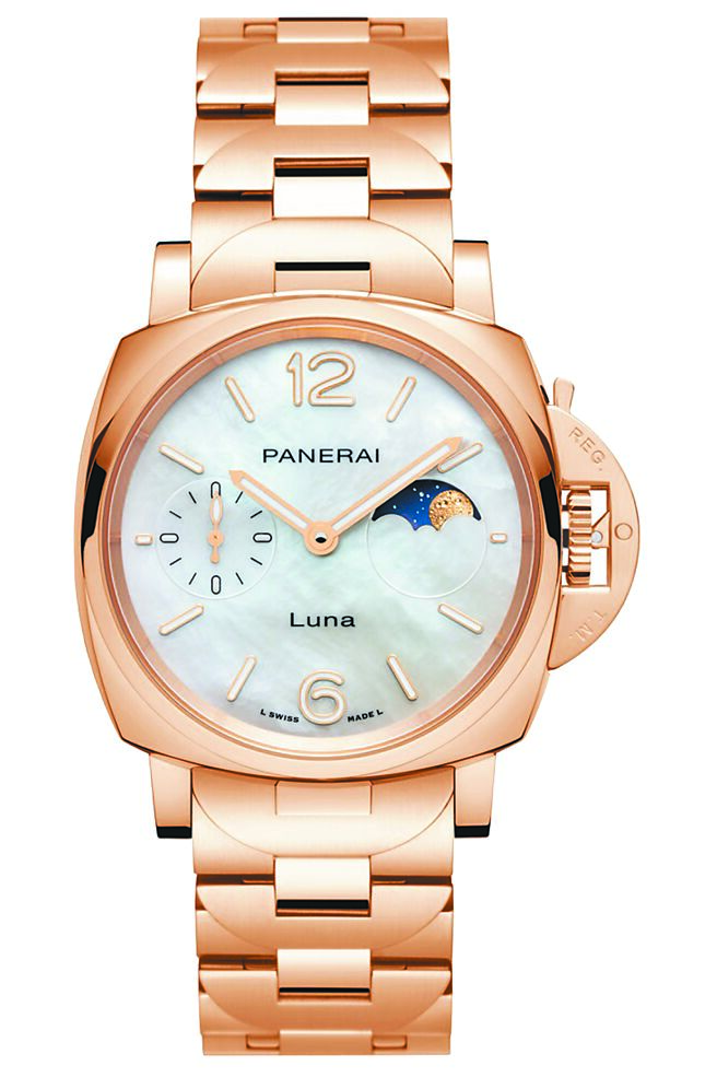 沛纳海Luminor Due Luna TuttoOro红金月相腕表 （PAM01504）。（Panerai提供）