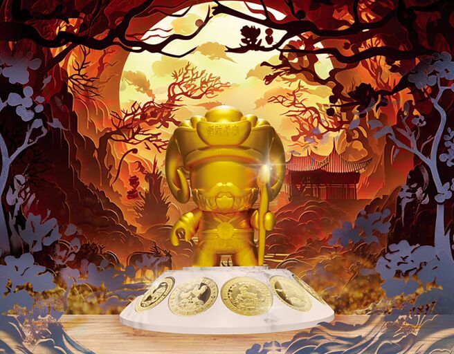 52myart艺术交易平台与艺站当代艺廊创作的「紫南宫领头羊十二生肖财宝座」，完美的将传统文化与艺术交融在一起。图／艺站当代艺廊提供