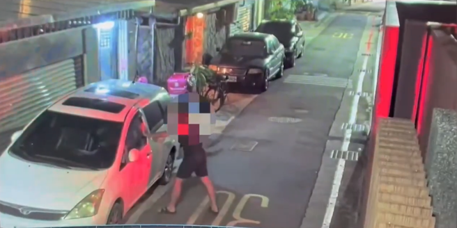 通緝犯隨機拉車門行竊 當場被撞見嚇得倉皇逃逸（擷取自影片）