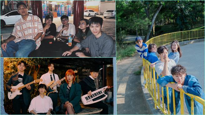 入围乐团为NeaR Band 你家附近的阿伯(左上)、Thursday Off(左下)、好大一把勇者剑(右)。（图／高雄流行音乐中心）