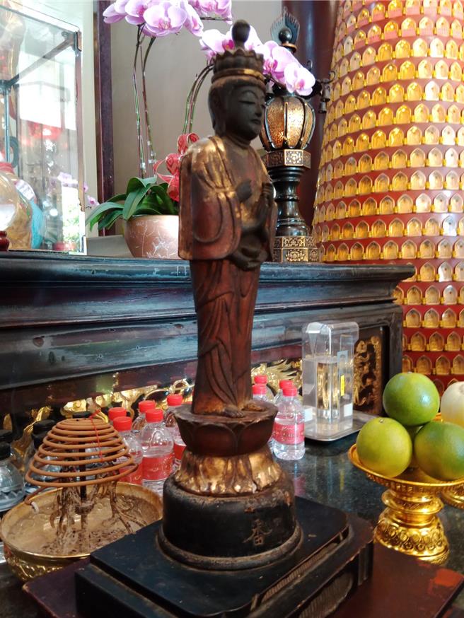 日本真言宗观音神像（见图）现身云林县北港镇，20日学者专家与北港朝天宫诉说这段台日宗教歷史故事。（北港朝天宫提供／张朝欣云林传真）