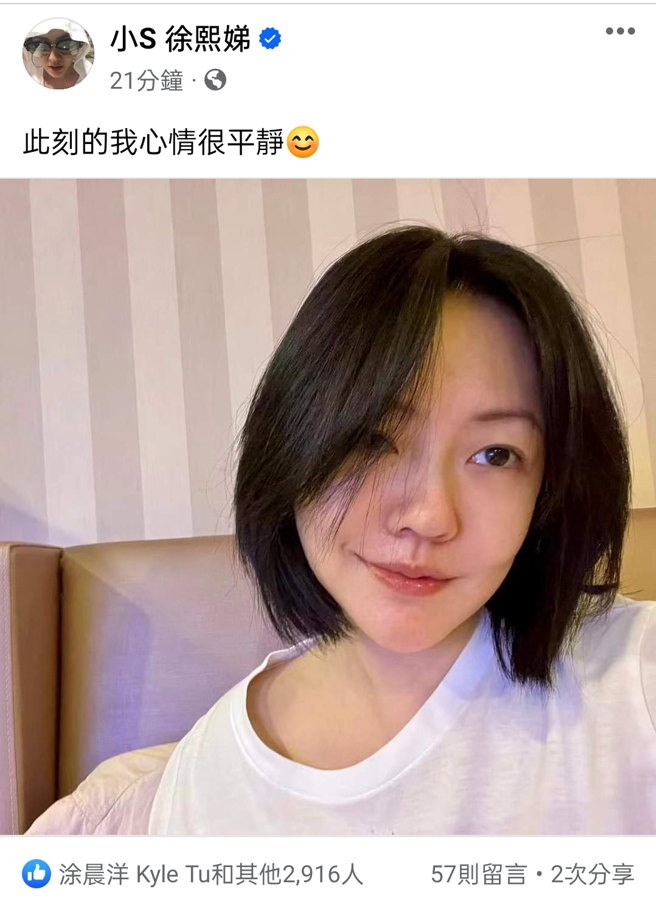 小S晚间发自拍。（图／小Sfacebook）