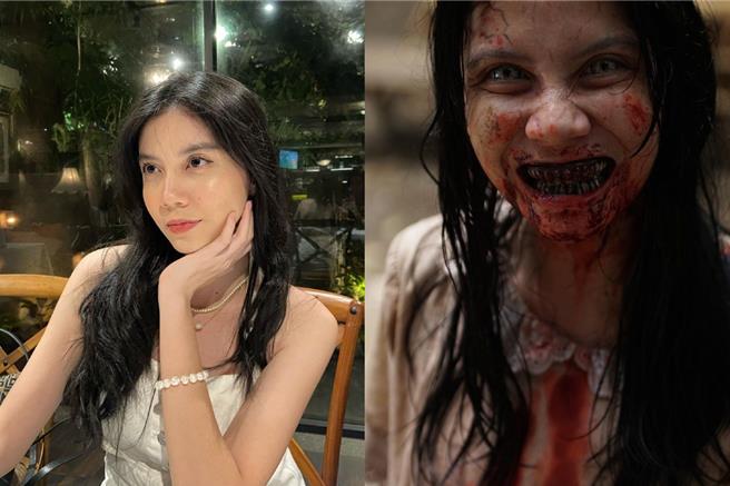 吉塞尔玛菲尔曼夏饰演《尸禁》中邪女孩，前后对比照。（摘自IG）