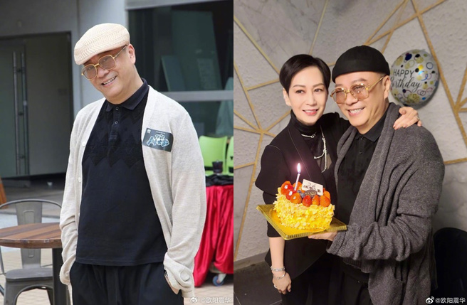 欧阳震华和妻子傅洁娴结婚多年恩爱如昔。（图／取自欧阳震华微博）