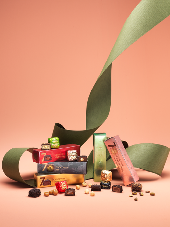 SOGO天母店Venchi鱼子方巧克力长条礼盒，原价780元、特价600元。（SOGO提供）