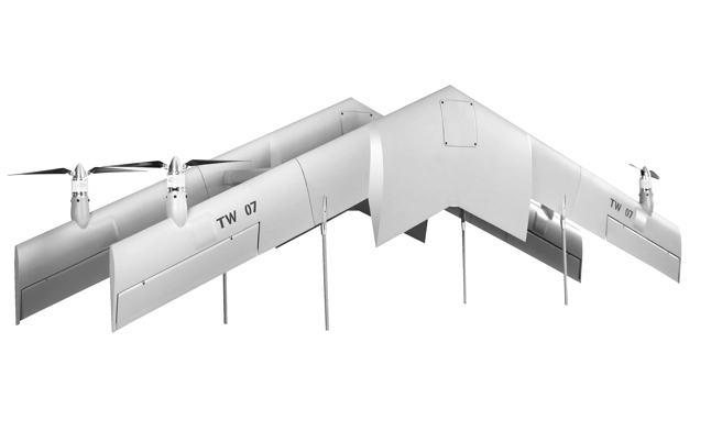 双飞翼垂起固定翼无人机。（长春长光博翔无人机）