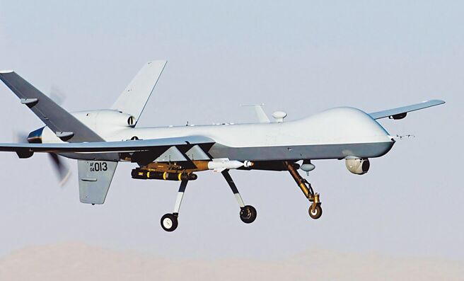 美国国防部证实伊朗支援的叶门反政府胡塞武装组织于叶门领海击落一架美国MQ-9死神无人机。图为美军MQ-9死神无人机。（摘自美国空军官网）