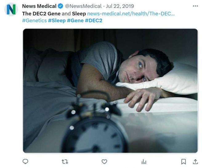 华裔神经科学家傅颖慧博士曾经发现一种命名为DEC2的基因突变，这种人平均只需要睡眠6.25个小时且更乐观、精力充沛。（图／翻摄自推特）