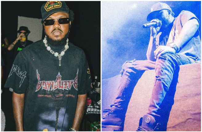 饶舌歌手琼加（Djonga）演出时遭舞台火焰射中，裤子立刻起火燃烧。（图／djongador IG）