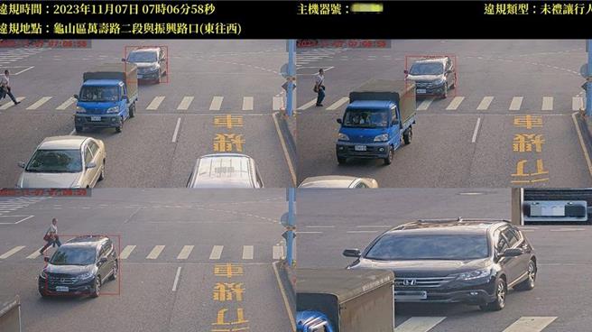 桃园新增龟山和芦竹2处科技执法，12／1开始取缔不礼让行人。(交大提供／蔡依珍桃园传真)