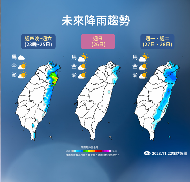 氣象署分析未來天氣趨勢。（氣象署提供）