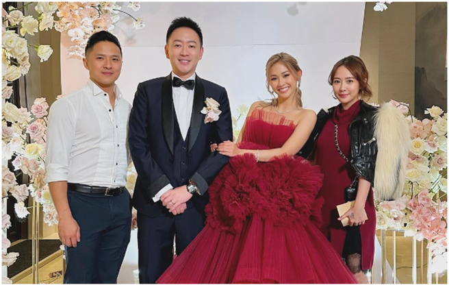 赖薇如和男友参加林知蔚、卢芃宇的婚宴。（图／IG@imdoris_1230）