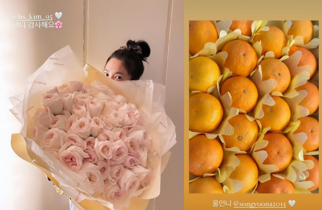 演员金憓秀与国宝级女星宋允儿也送上生日礼物。 （图／ 宋慧乔IG）