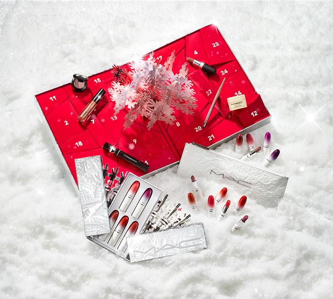 统一时代百货的MAC冰雪假期系列倒数月历，推荐价9000元。（统一时代百货提供／朱世凯台北传真）