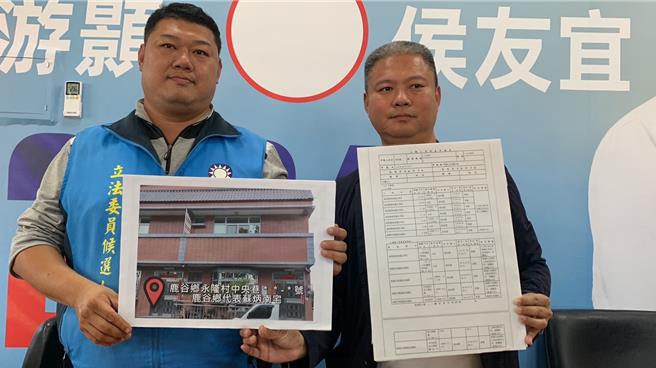 国民党南投二选区立委游颢(左)指民眾爆料对手民进党立委蔡培慧根本没住在登记的住家，批蔡根本是「幽灵立委」。曾雪蒨摄