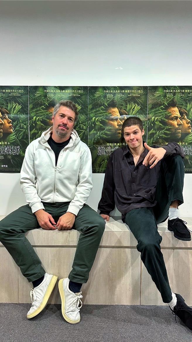 导演托马斯卡耶（左起）、男星保罗基歇尔上周来台参加金马影展。（CATCHPLAY提供）