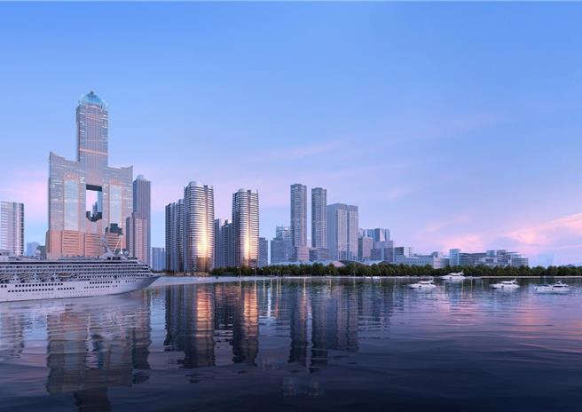 位于亚湾区港湾前排的特贸三北基地，完成开发后将成高雄「门面」。（都发局提供／任义宇高雄传真）