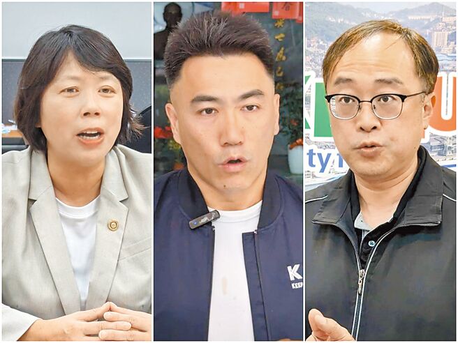 基隆市立委選舉3名主要參選人，都是基隆市議會現任或前任議員，為補足全市的知名度，均勤走基層。左起為民進黨提名參選人鄭文婷、國民黨提名參選人林沛祥、無黨籍參選人王醒之。（張志康攝）