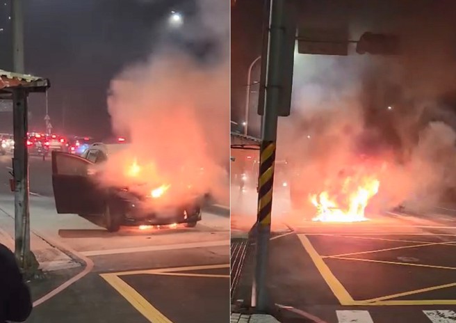 轿车行驶到一半突然起火。（孙先生授权使用）