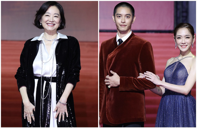 曹佑寧麥克風舉過頭，林青霞見狀立刻出手救援。（圖／陳俊吉攝）