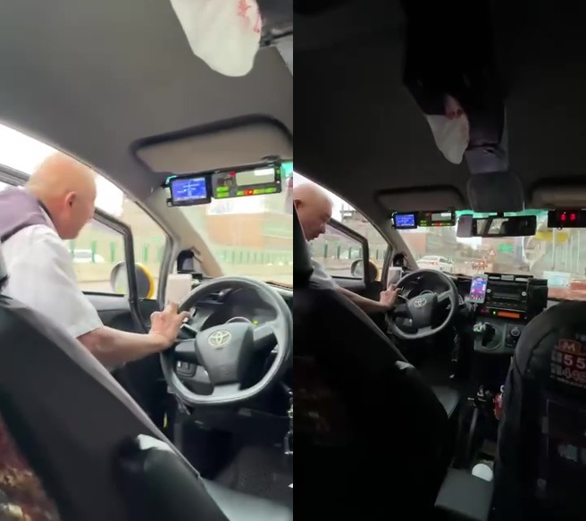 網友抱怨讓小孩搭計程車去比賽，一上新莊往永和的64高架上就沒油，車卡在高架上還要小孩子在後面幫忙推。（翻攝爆料公社）