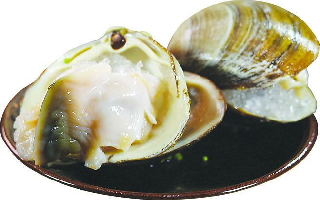 〈食令‧SHABU〉大直店的〈北寄贝〉个头硕大，1公斤只有4颗，直径相当于一个成人手掌的内缘。图／姚舜