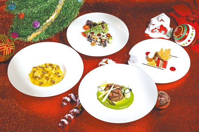 馬可波羅義大利餐廳為耶誕節推出義式5道式節慶套餐。（台北遠東香格里拉提供）