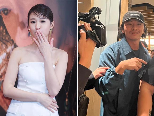 杨铭威（右图）特地前来恭喜老婆方志友。（粘耿豪、孙伊萱摄）