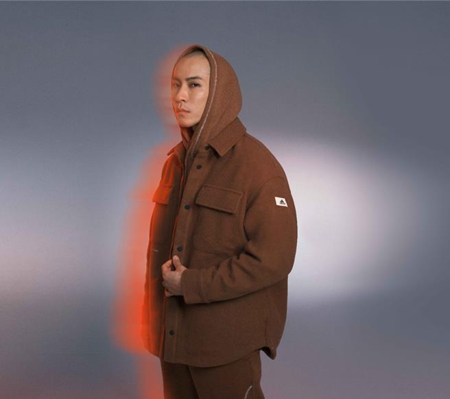 adidas「毛毡布保暖衬衫外套」，衬衫廓型剪裁掌握时尚尖端要素，4690元。（adidas提供／朱世凯台北传真）