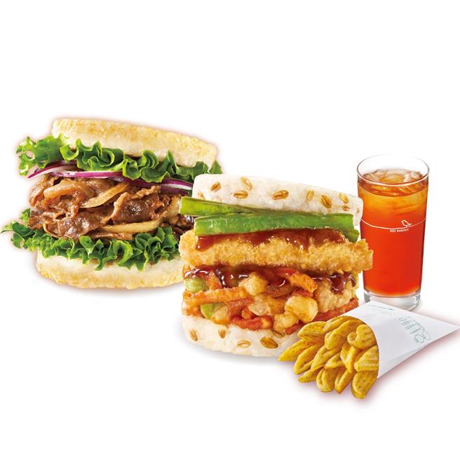 摩斯汉堡即日起买指定汉堡可享50元加购低碳植米系列珍珠堡。（摩斯汉堡提供／朱世凯台北传真）