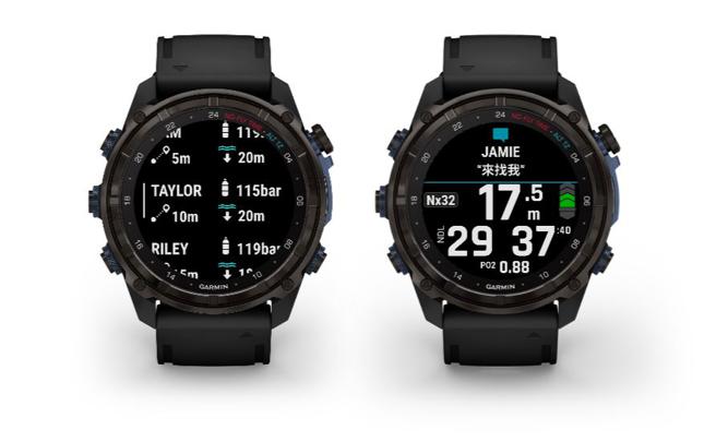 Garmin Descent Mk3i 利用SubWave潜声纳技术开发全新水下双向文字讯息传输功能。（Garmin提供／古明弘台北传真）