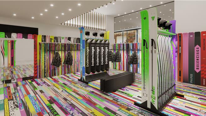 Balenciaga于日本伊势丹百货打造的限时滑雪专卖店。（Balenciaga提供／黄唯淯台北传真）