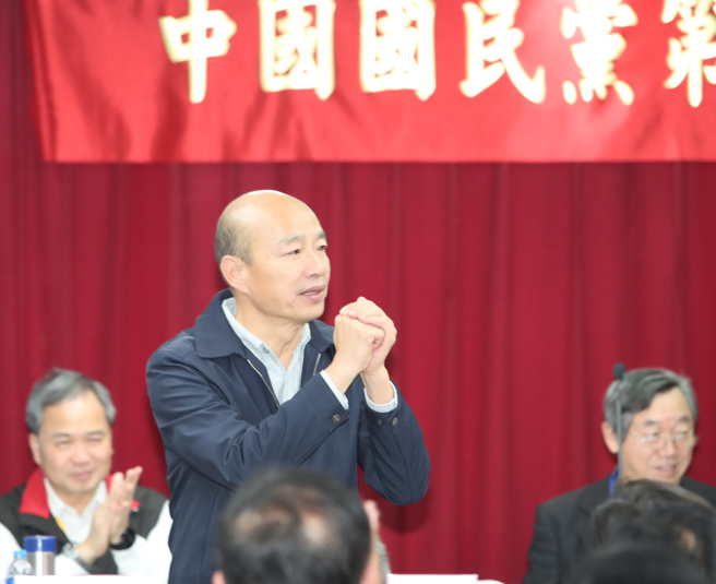 前高雄市长韩国瑜名列国民党不分区立委第一名。（资料照，郑任南摄）