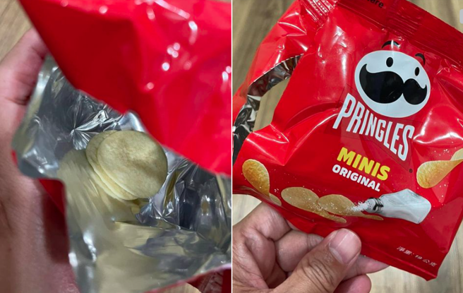 原PO买迷你洋芋片，打开只有两片。(翻摄自Costco好市多商品经验老实说FB)