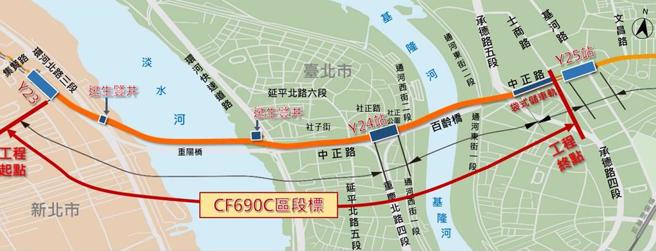 台北捷運環狀線北環段CF690C區段標工程包括社正公園Y24地下車站、2段潛盾隧道、2座逃生豎井及1段袋式儲車軌，14日第6度開標有2家廠商投標且符合資格。（台北市捷運局提供／劉彥宜台北傳真）
