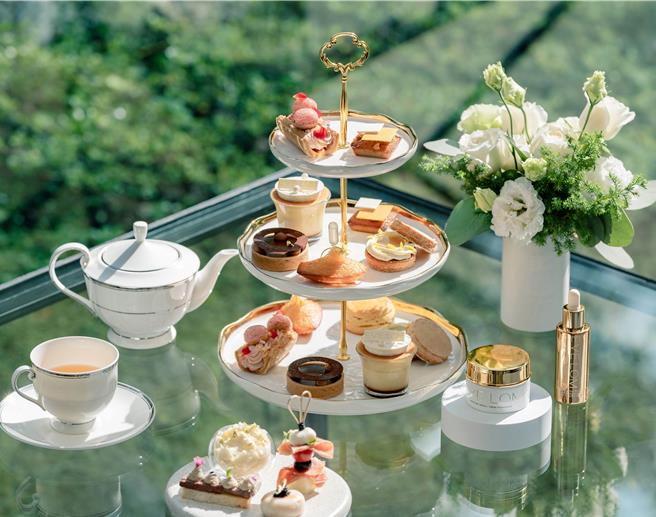Eve Lom x 万豪酒店伊芙庄园推出的联名下午茶。（Eve Lom提供／黄唯淯台北传真）