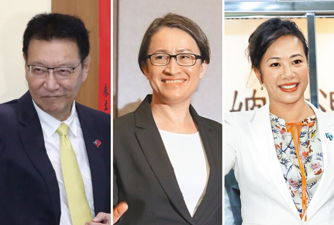 由左至右分别为国民党副总统候选人赵少康、民进党副总统候选人萧美琴、民眾党副总统候选人吴欣盈。（合成图／中时资料照）