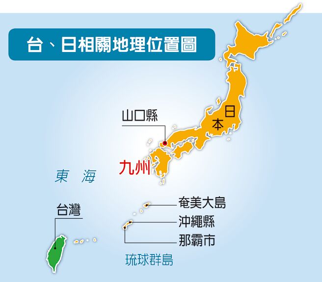 台、日相关地理位置图
