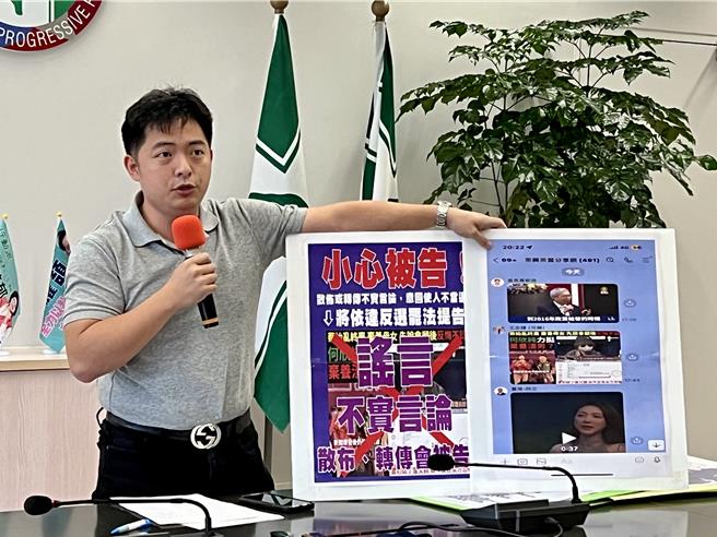 蔡耀頡今天由律師楊廷寬陪同出面澄清，並表示，謠言滿天飛，將對開記者會的3位參選人及在在line散布不實訊息的人提告。（張亦惠攝）