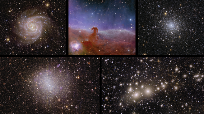 歐洲太空總署的歐幾里得公佈了第一批全彩宇宙圖像。在此之前，望遠鏡從未能夠在如此大的天空範圍內拍攝出如此清晰的天文影像，這5張圖像展示了歐幾里得的全部潛力。（ESA）