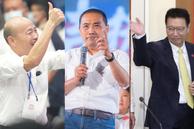 韩国瑜(左)当年如何打动中间选民，如今赵少康(右)也要帮侯友宜(中)掀起民意认同浪潮。（合成图／资料照、脸书）