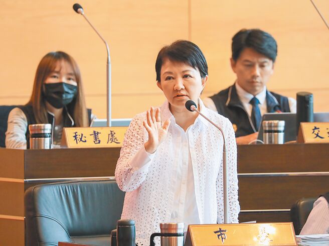 台中市长卢秀燕（中）29日在台中市议会备询，面对议员质疑她日前说出「中央没补助」、「台中立委在睡觉」引发争议，卢强调，她指的是巨蛋、会展中心及绿美图，若现在不讲，选后会「船过水无痕」。（林欣仪摄）