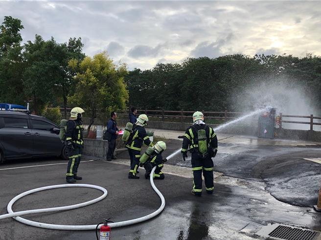 桃園義消火災搶救競賽，同場競技交流拚第一。(消防提供／蔡依珍桃園傳真)