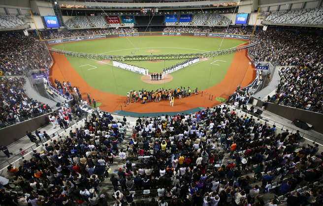 圖為3日亞洲棒球錦標賽首場比賽「中韓大戰」3日在大巨蛋登場。（資料照）