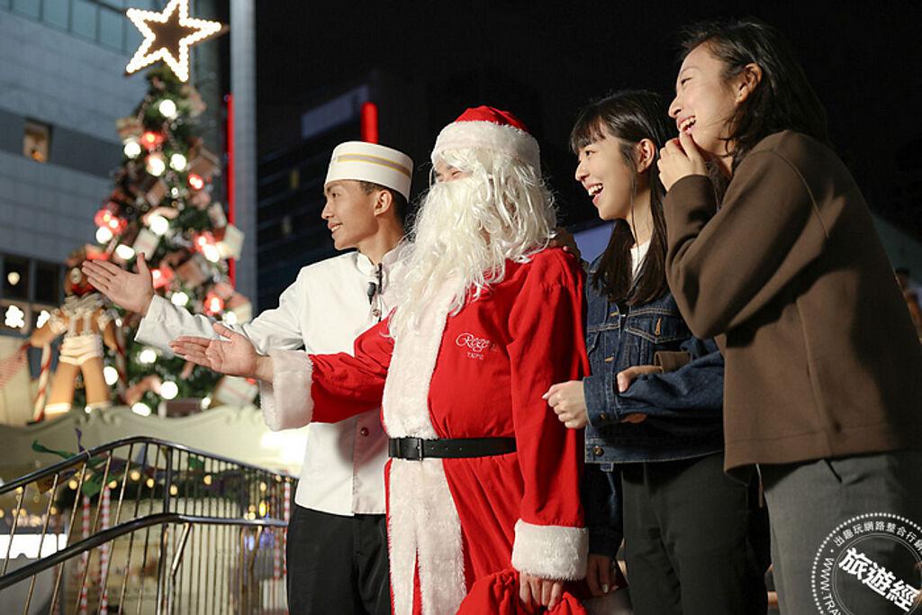 晶華聖誕老公公帶領房客遊逛心中山。（台北晶華提供）