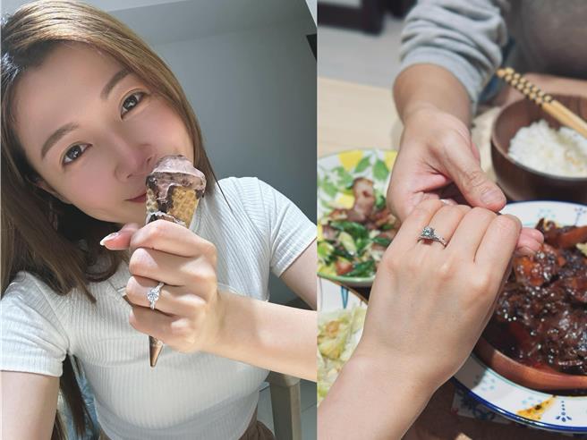 谢京颖被正式求婚惊喜感动到大哭眼睛红了。（翻摄自脸书）