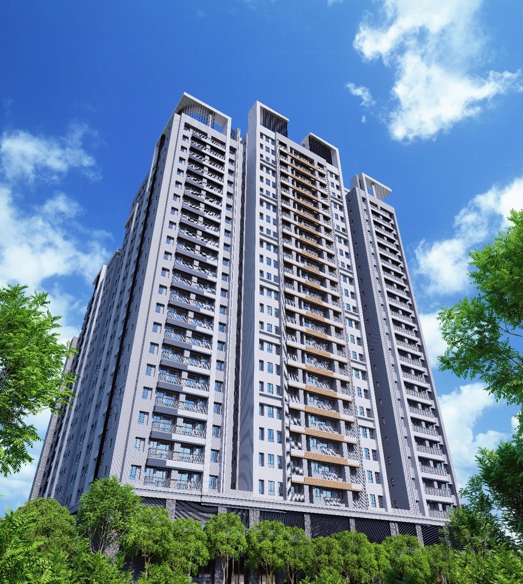 「勝美琚」2,323坪大基地開發，高坪效規劃29至51坪的2至4房，圖為3D外觀示意圖。(圖/業者提供)