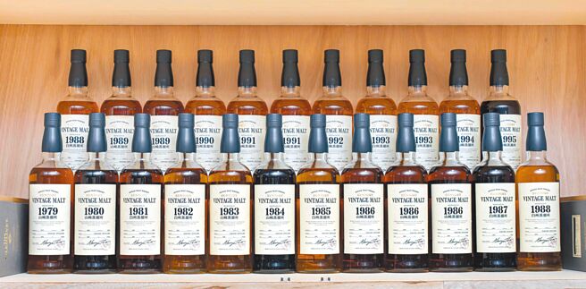 三得利Vintage Malt系列全套17款从1979年到1995年的威士忌，是张庆清一瓶瓶辛苦搜集而来。（吴松翰摄）饮酒过量 有碍健康