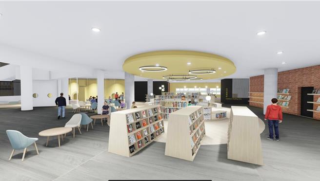云林县麦寮乡社教园区包括生活美学馆、图书馆、美学孵化广场，7日麦寮乡长蔡长昆表示公所已加码约2200万元，针对图书馆完成室内装修发包，打造云林沿海最大图书馆。（此为图书馆示意图）。（翻摄自蔡长昆脸书／张朝欣云林传真）