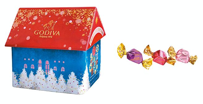 新光三越GODIVA耶诞G Cube松露造型巧克力15颗装，1020元。（新光三越提供）